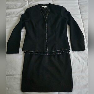 Elegant Black Blazer with Sequin Trim